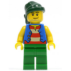 Pirate Blue Vest, Green Legs, Dark Green Bandana, Smirk and Stubble Beard – ПИРАТИ