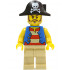 Pirate Blue Vest, Tan Legs, Bicorne Hat with Skull, Long Brown Moustache – ПИРАТИ