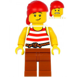 Pirate - Red Bandana, White Shirt with Red Stripes, Dark Orange Legs – ПИРАТИ