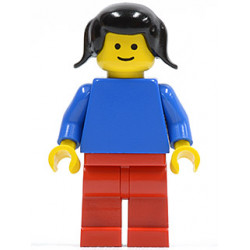 Plain Blue Torso with Blue Arms, Red Legs, Black Pigtails Hair – ГРАДСКИ