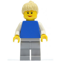 Plain Blue Torso with White Arms, Light Bluish Gray Legs, Tan Ponytail Hair – ГРАДСКИ