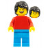 Plain Red Torso with Red Arms, Dark Azure Legs, Black Tousled Hair – ОБУЧИТЕЛНИ