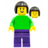 Plain Bright Green Torso with Bright Green Arms, Dark Purple Legs, Black Bobbed Hair – ОБУЧИТЕЛНИ