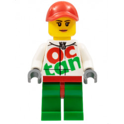 Race Car Female Mechanic, White Octan Racing Suit with Silver Zipper, Red Cap with Hole, Peach Lips – ГРАДСКИ