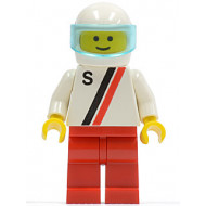 'S' - White with Red / Black Stripe, Red Legs, White Helmet, Trans-Light Blue Visor – ГРАДСКИ