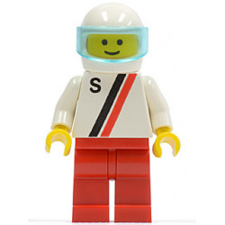 'S' - White with Red / Black Stripe, Red Legs, White Helmet, Trans-Light Blue Visor – ГРАДСКИ