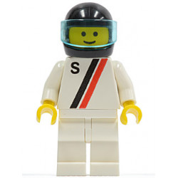 'S' - White with Red / Black Stripe, White Legs, Black Helmet, Trans-Light Blue Visor – ГРАДСКИ