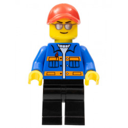 Race Marshal - Blue Jacket with Pockets and Orange Stripes, Black Legs, Red Cap with Hole, Silver Sunglasses – СКОРОСТНИ ШАМПИОНИ