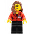 Camerawoman - Red Suit Jacket with Press Pass, Black Legs, Reddish Brown Female Hair over Shoulder, Open Mouth Smile with Peach Lips – СКОРОСТНИ ШАМПИОНИ