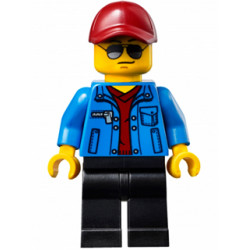 Race Official - Male, Blue Jacket over Dark Red V-Neck Sweater, Black Legs, Dark Red Cap with Hole, Sunglasses – СКОРОСТНИ ШАМПИОНИ