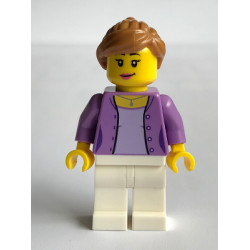 Race Visitor - Female, Medium Lavender Jacket over Lavender Shirt, White Legs, Medium Nougat Ponytail and Swept Sideways Fringe, Dark Pink Lips – СКОРОСТНИ ШАМПИОНИ