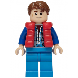 Marty McFly - Red Puffer Vest over Sand Blue Jacket, Blue Arms – СКОРОСТНИ ШАМПИОНИ