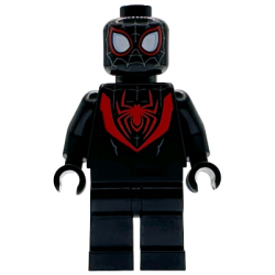 Spider-Man (Miles Morales) - Dark Bluish Gray Webbing on Head, Black Hands – СУПЕР ГЕРОИ