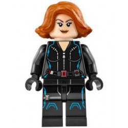 Black Widow - Black Jumpsuit, Dark Orange Short Hair, Printed Legs, Dark Azure Trim – СУПЕР ГЕРОИ