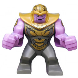 Thanos - Large Figure, Medium Lavender Arms Printed, Dark Bluish Gray Outfit with Gold Armor, Pearl Gold Helmet – СУПЕР ГЕРОИ