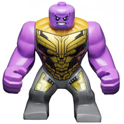 Thanos - Large Figure, Medium Lavender Arms Plain, Dark Bluish Gray Outfit with Gold Armor, Smile – СУПЕР ГЕРОИ