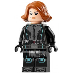 Black Widow - Black Jumpsuit, Dark Orange Short Hair, Printed Legs, Metallic Light Blue Trim – СУПЕР ГЕРОИ