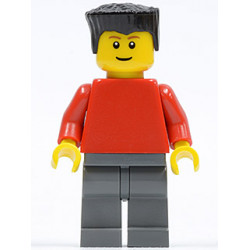 Plain Red Torso with Red Arms, Dark Bluish Gray Legs, Black Flat Top Hair (Soccer Player) – СПОРТ
