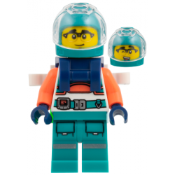 Astronaut - Dark Turquoise Helmet and Legs, Coral Arms, Dark Blue Backpack – КОСМОС