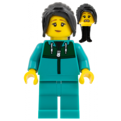 Astronaut - Female, Dark Brown Long Hair, Dark Turquoise Track Suit – КОСМОС