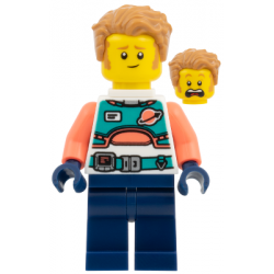 Astronaut - Spacesuit with Dark Blue Legs, Coral Arms, Medium Nougat Hair – КОСМОС