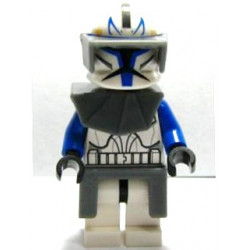 Clone Trooper Captain Rex, 501st Legion (Phase 1) - Dark Bluish Gray Visor, Pauldron, and Kama, Large Eyes – СТАР УОРС