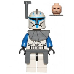 Clone Trooper Captain Rex, 501st Legion (Phase 1) - Dark Bluish Gray Rangefinder, Pauldron, and Kama, Large Eyes – СТАР УОРС