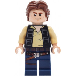 Han Solo - Black Vest with Pockets over Tan Shirt with Dark Bluish Gray Creases, Dark Blue Legs with Belts – СТАР УОРС