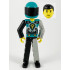 Technic Figure Black/Light Gray Legs, Dark Turquoise Torso with Yellow, Black, Silver Pattern, Light Gray Mechanical Left Arm, Dark Turquoise Helmet – ТЕХНИК