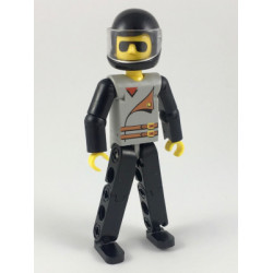 Technic Figure Black Legs, Light Gray Top with 2 Brown Belts, Black Arms, Black Helmet – ТЕХНИК