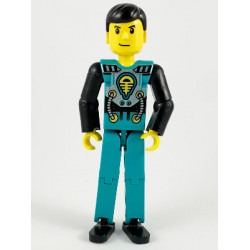 Technic Figure Dark Turquoise Legs, Dark Turquoise Torso with Yellow, Black, Silver Pattern, Black Arms – ТЕХНИК