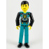 Technic Figure Dark Turquoise Legs, Dark Turquoise Torso with Yellow, Black, Silver Pattern, Black Arms – ТЕХНИК