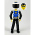 Technic Figure Black Legs, White Top with Police Logo, Black Arms, White Helmet, Black Visor – ТЕХНИК