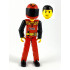Technic Figure Red Legs, Red Top with Black 'FIRE', Black Arms (Fireman), Red Helmet with Flame, Black Visor - Without Sticker – ТЕХНИК