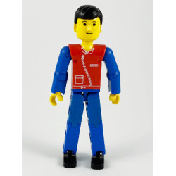 Technic Figure Blue Legs, Red Top with Zipper, Blue Arms, Black Hair – ТЕХНИК