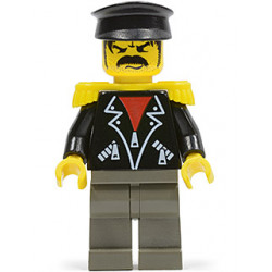 Time Twisters - Black Leather Jacket with Zippered Pockets over Red Shirt, Yellow Epaulettes (Tony Twister / Baron Blomberg) – ПЪТЕШЕСТВЕНИЦИ ВЪВ ВРЕМЕТО