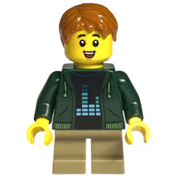 Child - Boy, Dark Green Hoodie, Dark Tan Short Legs, Dark Orange Hair, Freckles – МАРКА ЛЕГО