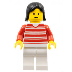 Horizontal Lines Red - Red Arms - White Legs, Black Female Hair – ГРАДСКИ