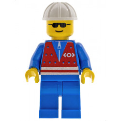 Red Vest and Zipper - Blue Legs, White Construction Helmet, Sunglasses – ВЛАКОВЕ