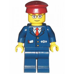Dark Blue Suit with Train Logo, Dark Blue Legs, Dark Red Hat, Rectangular Glasses - Passenger Train Engineer – ВЛАКОВЕ