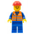 Orange Vest with Safety Stripes - Blue Legs, Red Construction Helmet – ВЛАКОВЕ