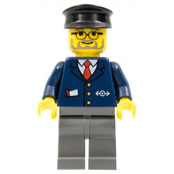 Dark Blue Suit with Train Logo, Dark Bluish Gray Legs, Black Hat, Gray Beard – ВЛАКОВЕ