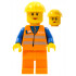 Orange Vest with Safety Stripes - Orange Legs, Yellow Construction Helmet, Female Dual Sided Head – ВЛАКОВЕ
