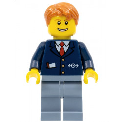 Train Conductor - Male, Dark Blue Suit with Train Logo, Sand Blue Legs, Dark Orange Hair – ВЛАКОВЕ