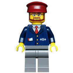 Dark Blue Suit with Train Logo, Dark Bluish Gray Legs, Dark Red Hat, Beard and Glasses – ВЛАКОВЕ