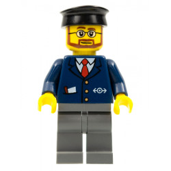 Dark Blue Suit with Train Logo, Dark Bluish Gray Legs, Black Hat, Beard and Glasses – ВЛАКОВЕ