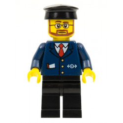 Dark Blue Suit with Train Logo, Black Legs, Black Hat, Beard and Glasses – ВЛАКОВЕ