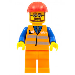 Orange Vest with Safety Stripes - Orange Legs, Red Construction Helmet, Beard and Glasses – ВЛАКОВЕ