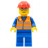 Orange Vest with Safety Stripes - Blue Legs, Silver Glasses, Red Construction Helmet – ВЛАКОВЕ