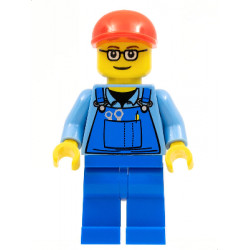 Overalls with Tools in Pocket, Blue Legs, Red Short Bill Cap, Glasses with Brown Thin Eyebrows – ВЛАКОВЕ